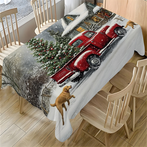 Mantel Rectangular de Poliéster para Mesa de Navidad, Venta al por Mayor de Fábrica, Decoración para Fiestas Navideñas - Product Image 4