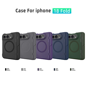 เคสโทรศัพท์แบบฉีดสองชั้นสัมผัสเหมือนผิวหนังสำหรับ iPhone Ultra ใช้ได้กับ iPhone 18 Fold พร้อมขาตั้งรูปทรงบานเกล็ด รองรับแม่เหล็ก - Product Image 1