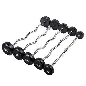 Bán buôn cao su tráng Trọng lượng nâng thẳng Curl Barbell cố định quả tạ điện nâng vòng đầu phòng tập thể dục tập thể dục Barbell - Product Image 2