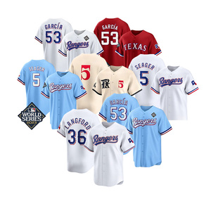 Venta al por mayor de camisetas de béisbol 2026 nuevas y económicas, con costuras de alta calidad, del equipo estadounidense Texas, personalizadas para todos los jugadores: 53 <span class=keywords><strong>Garcia</strong></span>, 5 Seager, 6 Jung - Product Image 3