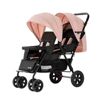 Poussette double Atibei pour bébés, position assise et allongée, design pliable léger et détachable, cadre en alliage d'aluminium, capacité de charge de 15 kg, pour 0-6 mois