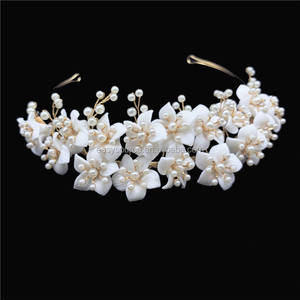 Csja — accessoires de <span class=keywords><strong>cheveux</strong></span> en porcelaine, bandeau de mariage, ornements de perles, fleurs, Design Unique, RE3959 - Product Image 2