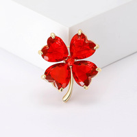 Bijoux de mode couleur personnalisée cristal trèfle à quatre feuilles broche broches pour femmes décoration de vêtement