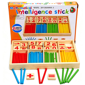 Juegos <span class=keywords><strong>de</strong></span> Rompecabezas Educativos <span class=keywords><strong>de</strong></span> <span class=keywords><strong>Madera</strong></span> <span class=keywords><strong>de</strong></span> Matemáticas Montessori para Bebés con <span class=keywords><strong>Palitos</strong></span> para Contar Números y Material Didáctico para Niños y Niñas - Product Image 1