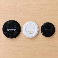 Couvre-gobelet en PS blanc et noir, couvercle de gobelet en PS jetable, couvercle en plastique multi-tailles de qualité alimentaire pour boissons commerciales