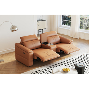 OEHOME Modern Power Recliner Sofa 2-<b>Seat</b> Reclining Sectional Adjustable Headrest Breathable Polyester <b>Storage</b> Console USB Sofa - Product Image 6