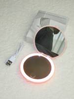 Miroir de maquillage rond à LED à 3 couleurs, à intensité variable, avec bras double axe rose, rechargeable par type C, miroir cosmétique Winway