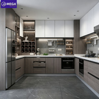 Ensemble d'armoires de cuisine en forme de L sur mesure en gros, meubles de cuisine modulaires pour villa et appartement