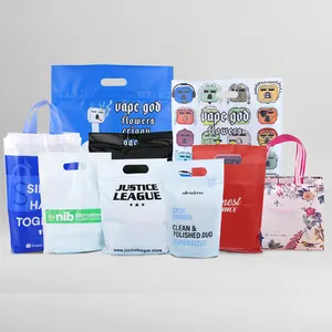 Custom Logo Printed Grocery Eco-friendly Bags Recyclable Merchandise Packaging LDPE Shopping Bags With Self Seal