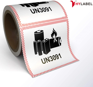 UN3480 <span class=keywords><strong>UN3481</strong></span> 4 "X 4" Batería de litio Etiquetas de envío Etiqueta de advertencia Etiqueta adhesiva - Product Image 3