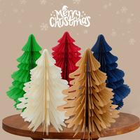 Arbre de Noël en papier nid d'abeille pliable Décoration de fête intérieure Décoration de la maison Cadeau simple Arbre de Noël en papier de table intérieur Décoration