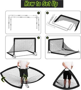 2 Buts de football en plastique 4x3 pieds, équipement d'entraînement portable pour jardin, ballon de football, 10 cônes, sac de transport, filet d'entraînement pour les matchs des jeunes - Product Image 4