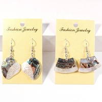 Boucles d'oreilles pendantes en forme de cœur en nacre faite à la main, avec pierres précieuses naturelles et crochet en argent, pour femmes, vente en gros de bijoux