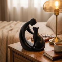 3D-Gedruckte Abstrakte Menschen- und Katzen-Skulptur - Minimalistische Moderne Haustierliebhaber-Statue - Kreative Heim- und Büro-Schreibtisch-Dekoration Kunstgeschenk