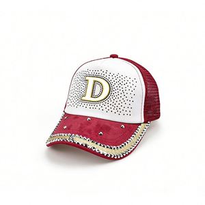 Nouvelle Casquette de Baseball en Toile Denim à 5 Panneaux avec Strass en Maille Lettre D, Protection Solaire Extérieure Polyvalente et Respirante - Product Image 4