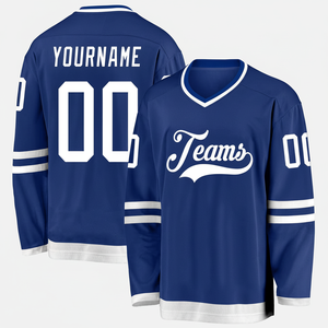 Nueva camiseta de hockey sobre hielo personalizada con logotipo bordado impreso de poliéster de alta calidad - Product Image 1
