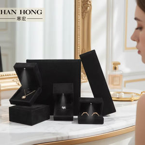 Wholesale Luxury Jewellery Packaging Necklace Ring <strong>Jewelry</strong> Set <strong>Box</strong> Custom Black Flannel Velvet Led Light <strong>Jewelry</strong> <strong>Box</strong> with logo - Product Image 3