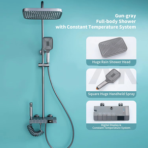 FEIDU, латунный душевой набор для ванной комнаты, с конструкцией авианосца, четыре клавиши пианино, хромированная отделка, настенное крепление, керамический сердечник клапана - Product Image 3