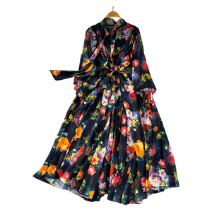 <span class=keywords><strong>Abito</strong></span> primaverile da donna con temperamento elegante francese con motivo floreale <span class=keywords><strong>lungo</strong></span> in Chiffon con colletto a fiocco Casual <span class=keywords><strong>abito</strong></span> Midi - Product Image 5