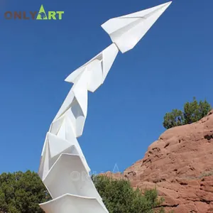 सार आधुनिक आउटडोर उद्यान सजावट के लिए स्टेनलेस स्टील origami विमान धातु मूर्तिकला बिक्री