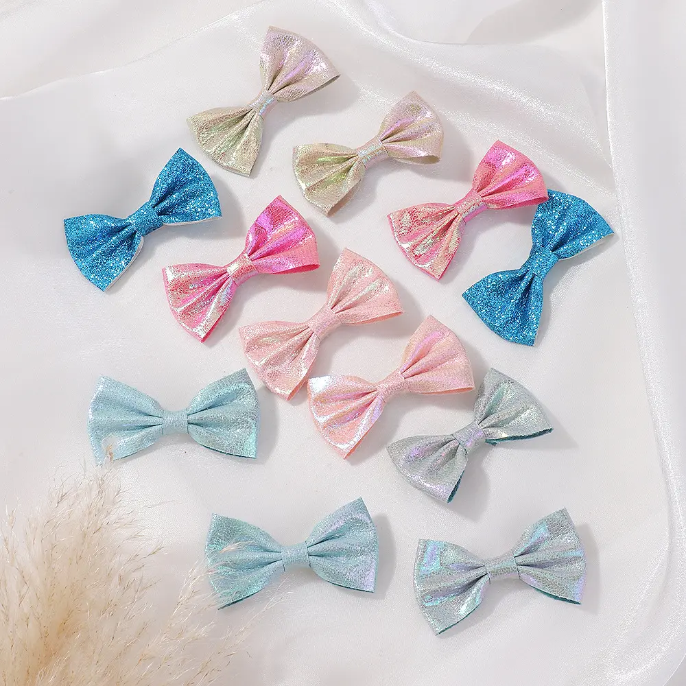 New girl hair bow clips glitter ribbon bow hair accessories little girl clips hair bows