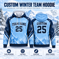Sweat à capuche d'hiver personnalisé pour équipe, bleu glace, avec logo brodé, nom et numéro, chaud, pour entraînement de basketball, fabricant OEM, vente en gros