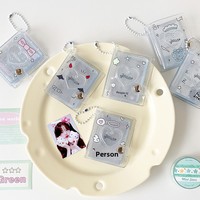Mini album transparent mignon motif ange pour cartes de 2 pouces, porte-clés Purikura et porte-photo d'identité, breloque de rangement pour photocartes pour les fans de K-Pop