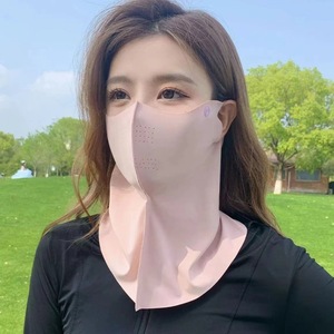 Máscara de Protección Solar de Seda de Hielo, Cubre Rostro y Cuello, Protección UV, Transpirable, para Mujer, Verano, Aire Libre, Color Gris Oscuro y Gris Claro - Product Image 3