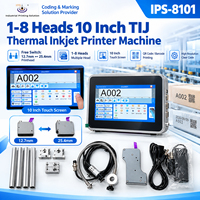 Imprimante à jet d'encre thermique TIJ IPS-8101 à écran tactile 10 pouces, 1 à 8 têtes, 12,7/25,4 mm, pour codes QR et codes-barres, imprimante d'étiquettes automatique en lot