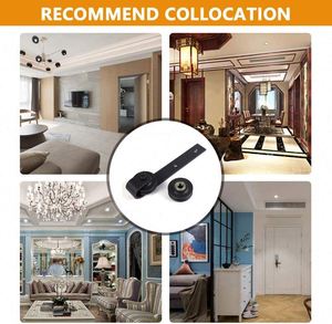 WEKIS Barn Door Sliding Hardware <b>Kit</b> with Brass Pulley Rollers for Modern Hotel Use Black Finish 250lbs Capacity - Product Image 6