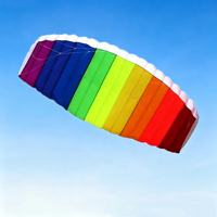 Cerf-volant de puissance Rainbow Dual Line Parafoil, sans cadre, cerf-volant de voltige portable pour la plage, les sports de plein air et l'entraînement, vente en gros