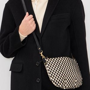 Bolso Bandolera de Cuero a Cuadros Negro Personalizado para Mujer, Bolso de Viaje Casual, Bolso Grande Clásico, Ajustable e Impermeable - Product Image 2