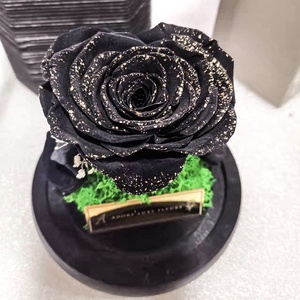 UKIQUEEN Vente en gros en gros Verre <span class=keywords><strong>à</strong></span> pois en forme de cœur naturel Rosa Preservada Domo Eternal Rose Flower Decoration - Product Image 1