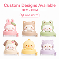 Couvre-bouteille en PVC souple 3D personnalisé couleur bonbon, figurine lapin fraise mignon, capuchon de bouteille en PVC souple, couvre-gobelet en PVC souple