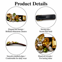 Accessoire Cheveux Vintage en Velours Français pour Fêtes et Mariages - Barrette Latérale Scintillante Ornée de Pierres Précieuses Multifacettes - Vente en Gros