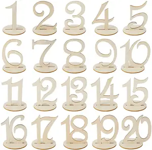 Numeri della tavola del taglio del Laser di Tailai per il ricevimento di nozze numeri di legno 1-20 con la Base per il ricevimento della festa della decorazione della tavola di nozze.