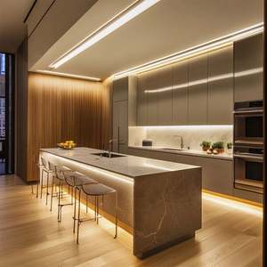 Custom Modular Kitchen Island with Cabinet and Drawers Modern Design Acrylic/Laminate Finish Eco-Friendly Fireproof - Product Image 5