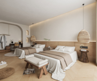 Conception de plan d'aménagement intérieur d'appartement, dessin CAO 2D, visualisation 3D pour hôtel