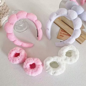 Bandeaux en éponge à bulles en tissu éponge avec logo personnalisé, couleur unie, doux, pour le spa, pour femmes, maquillage, soin <span class=keywords><strong>de</strong></span> <span class=keywords><strong>la</strong></span> peau - Product Image 3