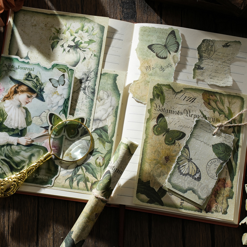 Papier Scrapbooking 12x12 Pouces (24 Feuilles) - Motif Vintage Papillons De Jardin - Origami, Artisanat