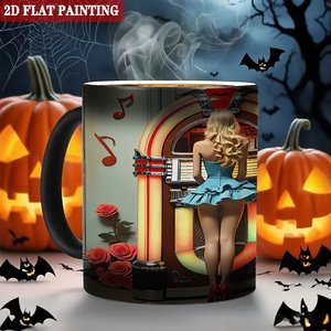 Heat Sensitive <b>Ceramic</b> Mug 11oz Color Changing Frosted Black Tea <b>Cup</b> With 2D Flat Painting Design - Product Image 6