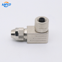 Connecteur M12 A-codé à angle droit, femelle, câblable sur site, blindage intégral en métal, 4/5/8 broches, terminaison par vis, étanche