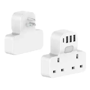 OSWELL UK to US Travel Adapter with LED Light 2 UK AC Outlets 4 USB Ports 3 USB A+1 Type C 6-in-1 Socket Adapter