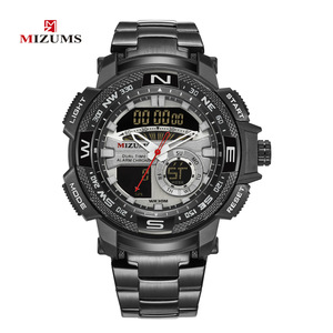SKMEI Men's Dual Movement LED Luminous <b>Waterproof</b> Gold Quartz Wristwatch with Irregular Design Fashionable <b>Watch</b> - Product Image 2
