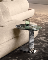 Table d'appoint moderne en marbre de luxe Mobilier de salon portable avec base en acier inoxydable pour le chevet ou le salon