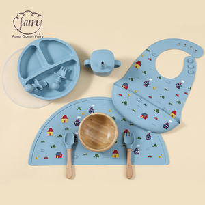 Ensemble de vaisselle pour enfants en silicone sans BPA, vente en gros OEM ODM, bol à forte succion, <span class=keywords><strong>assiette</strong></span>, bavoir, tasse, accessoires d'alimentation pour bébé écologiques - Product Image 4