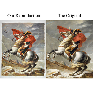 Reproduction de peinture à l'huile personnalisée faite à la main, Napoléon traversant les <span class=keywords><strong>Alpes</strong></span>, art néoclassique sur toile avec chevaux, pour la décoration de bureau ou de salle d'étude - Product Image 2