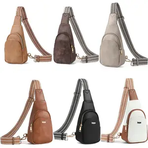 Tas selempang dada ponsel kulit PU, kantong kotak tas bahu bepergian bagasi selempang pinggang samping untuk wanita