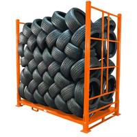 Structure en acier robuste Centre de distribution de pneus Chariot de stockage vertical pliable modulaire pour pneus