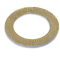 Assiette de Présentation Classique Européenne Luxe Léger Rétro en Plastique Écologique à Rayures pour Hôtels, Banquets et Mariages – Or